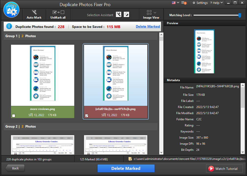 Duplicate Photos Fixer Pro interface