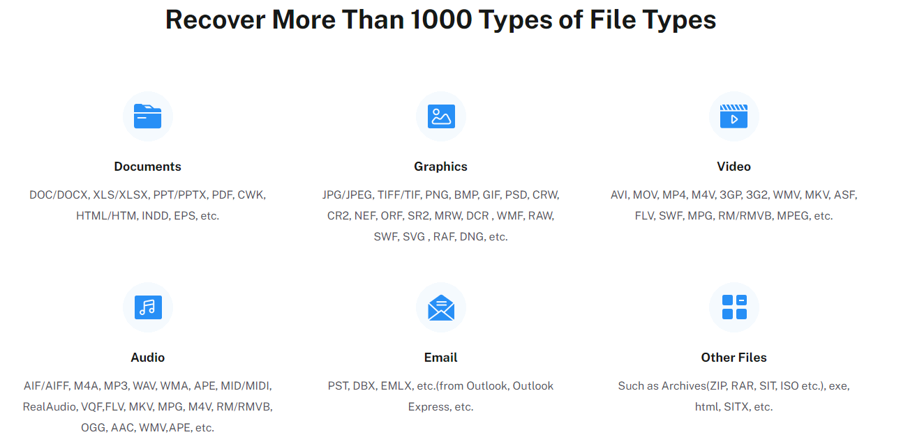 EaseUS Data Recovery Wizard file types