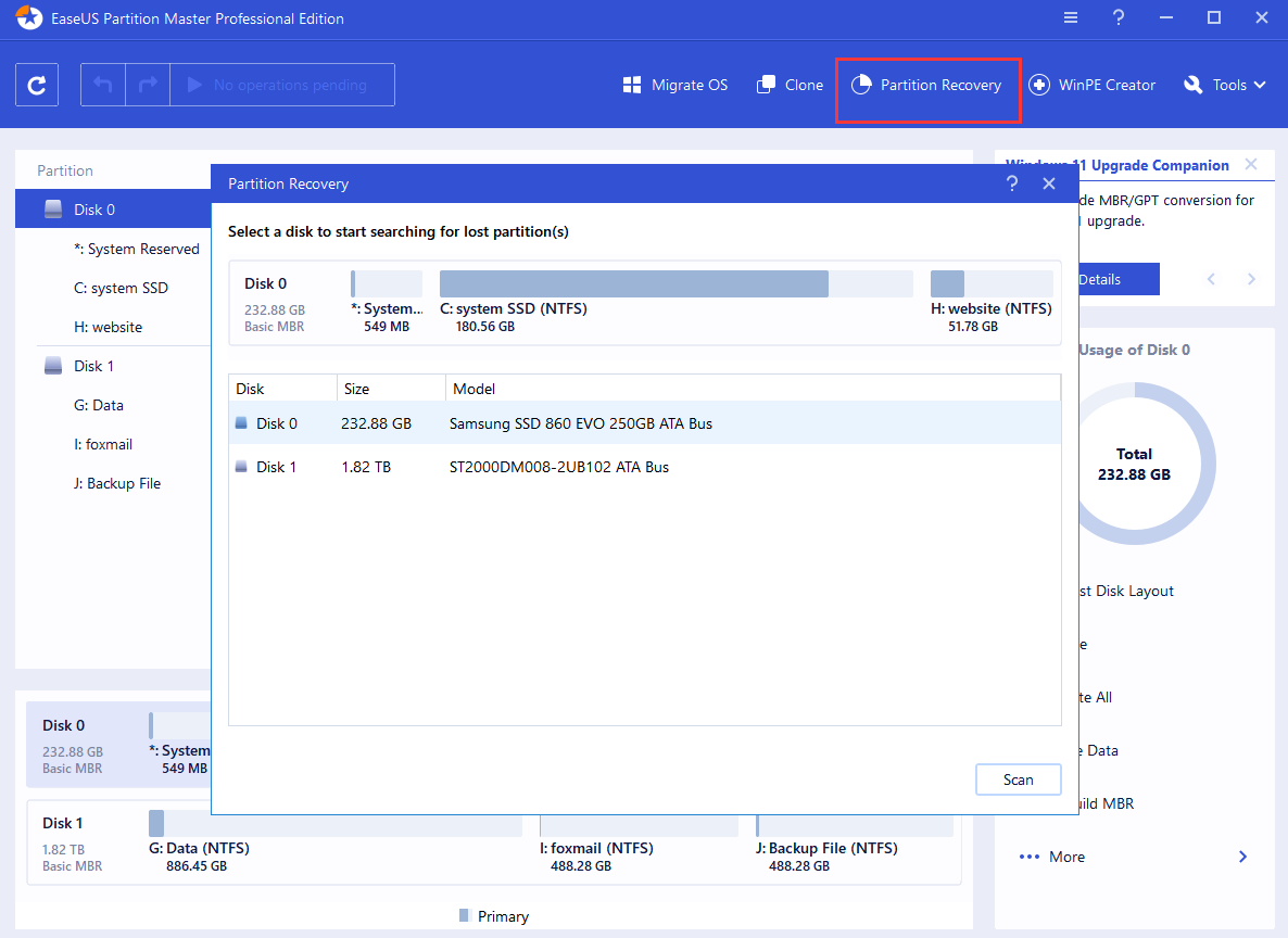 EaseUS partition master preview