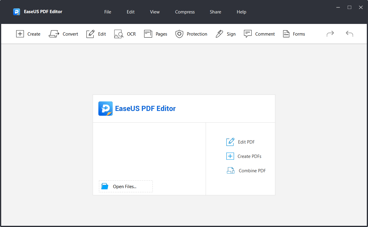 Main interface screen of EaseUS PDF Editor