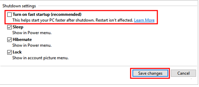 Ethernet Doesn't Have A Valid IP Configuration Disable Fast Startup Feature Step 5