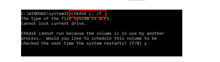 Ethernet Doesn't Have A Valid IP Configuration Perform a chkdsk Step 2
