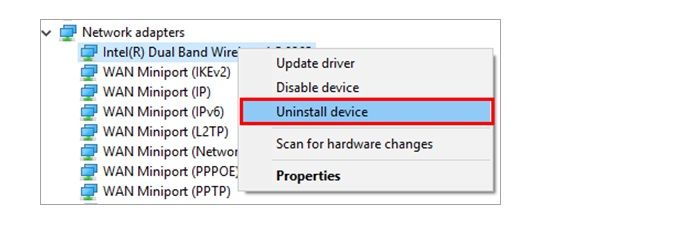 Ethernet Doesn't Have A Valid IP Configuration Uninstall network adapter Driver Step 2