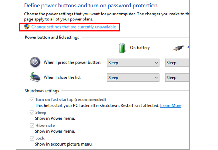 Ethernet Doesn't Have A Valid IP Configuration Disable Fast Startup Feature Step 4