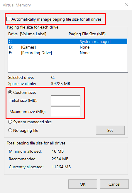 expand virtual memory