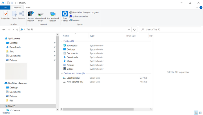 open the file explorer