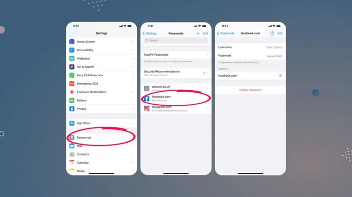 use settings to find app passwords
