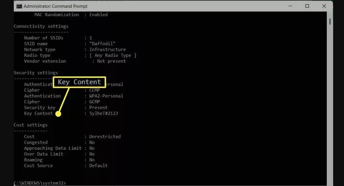 How to Find Wi-Fi Password Windows 11 CMD Step 3