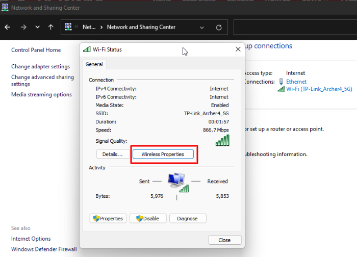 How to Find Wifi Password Windows 11 Control Panel Step 3