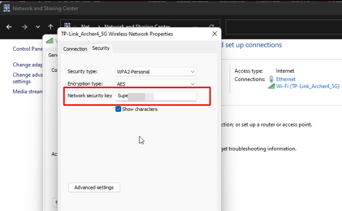 How to Find Wifi Password Windows 11 Control Panel Step 4