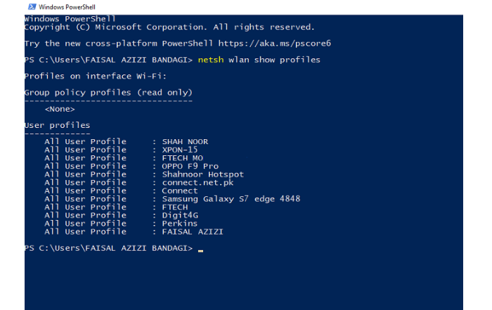How to Find Wi-Fi Password Windows 11 PowerShell Step 2