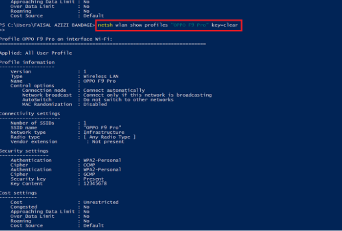 How to Find Wi-Fi Password Windows 11 PowerShell Step 3