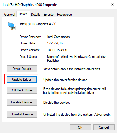 Update drivers to remove blue screen error.