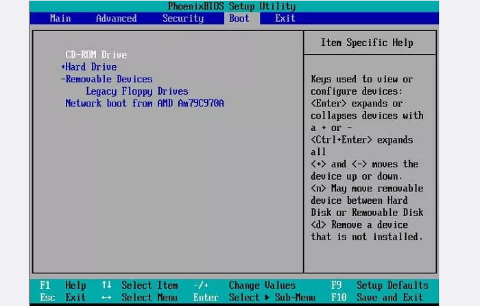 Cloned Hard Drive Won't Boot Change the Boot Order Step 2