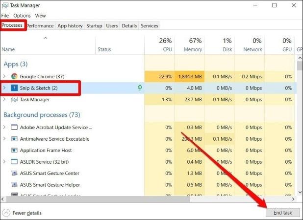 Restart the app to fix snip & sketch not working on Windows