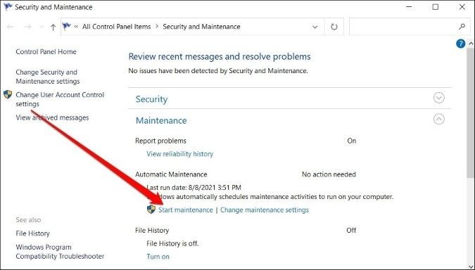 Run system maintenance troubleshooter to fix snip & sketch not working on Windows step 2