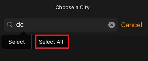 click on the select all option