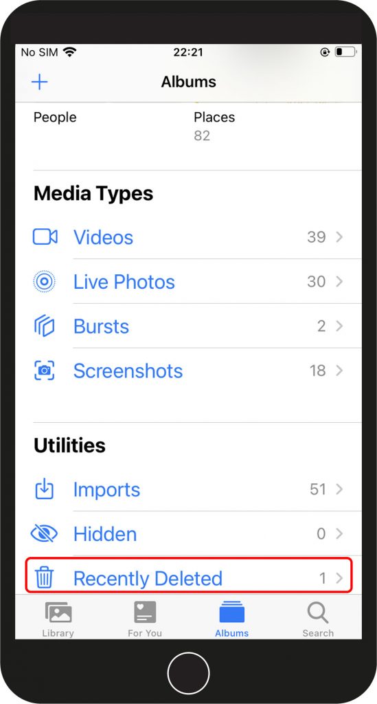 choose the recently deleted folder