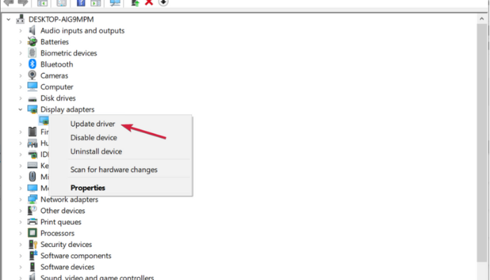 Click On Update Driver