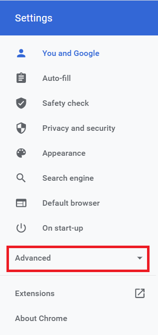 tap on advanced option