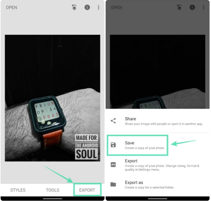 How to Add Watermark to Photos with Snapseed Step 5