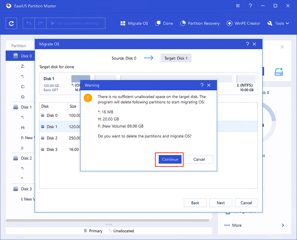 how to clone only os to ssd easeus partition master-step2