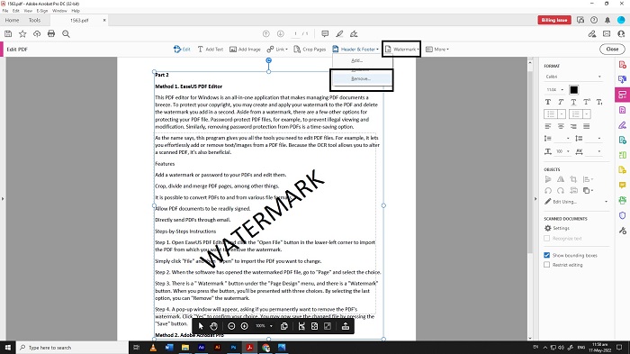 How to Remove Watermarks from PDF with Adobe Acrobat Pro Step 3