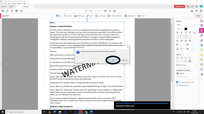 How to Remove Watermarks from PDF with Adobe Acrobat Pro Step 4