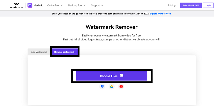 How to Remove Watermark From Videos with Media.io Step 1