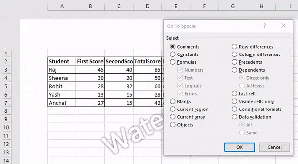 go to special function delete