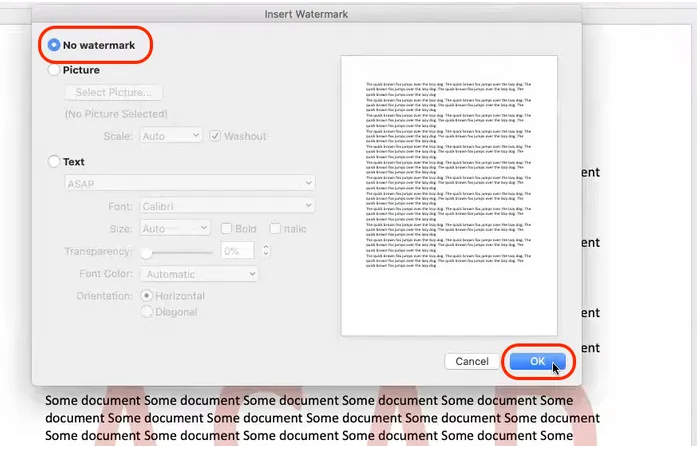 How to Remove Watermark in Word on Mac Step 3