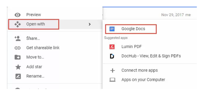 How to Remove Watermarks from PDF with Google Docs Step 2