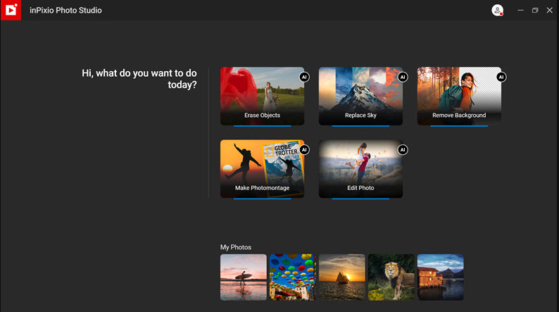 inpixio photo studio 12 ultimate home screen