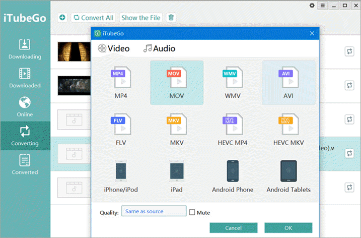 Main interface screen of iTubeGo Video Converter