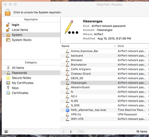 keychain access show all keys