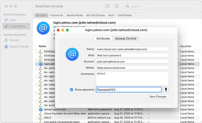 manage and delete app passwords using icloud keychain