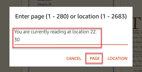clicking on the page button