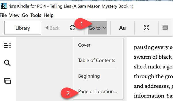 go to button in kindle app