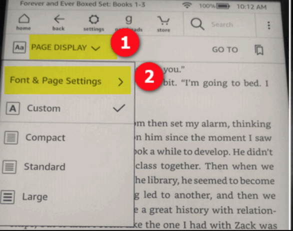 selecting font and page settings