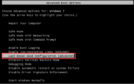 Using last valid configuration to fix bad system config info error