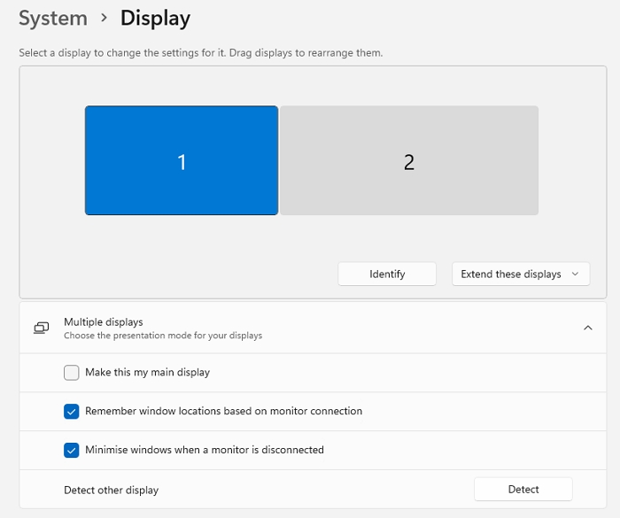 Display Settings for Monitors