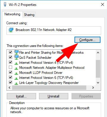 click on the configure button
