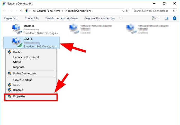 click on the properties