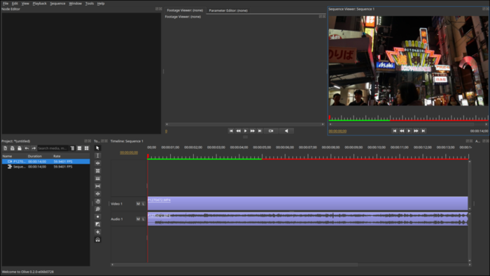 olive video editor main interface
