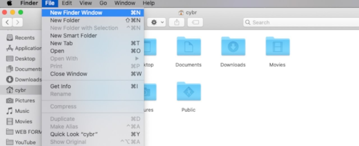 Open New Finder Window on Mac
