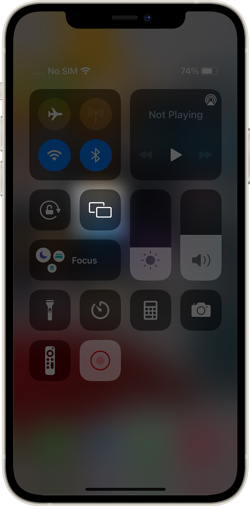 Open screen mirroring from the control center
