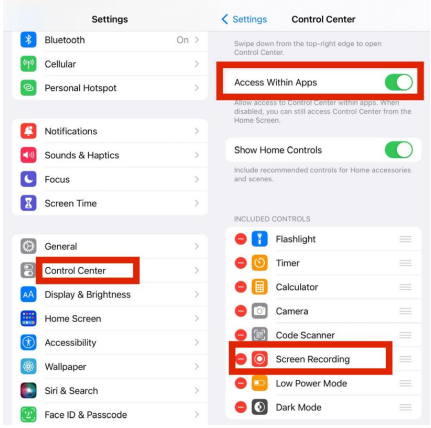 add screen recording app to home