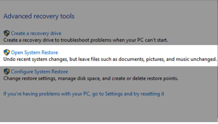 Perform System Restore