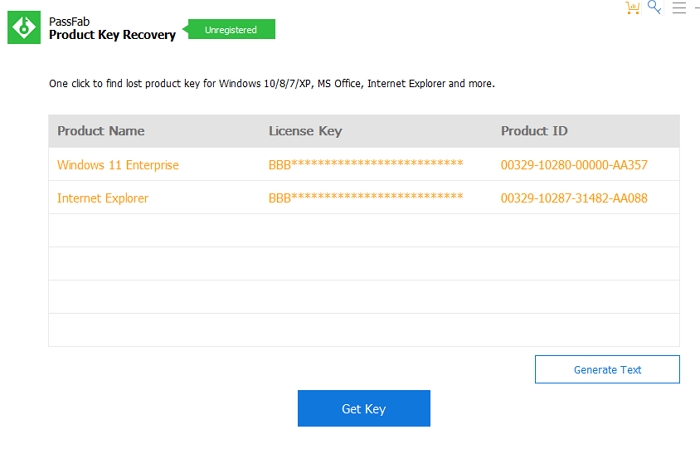 PassFab Product Key Recovery 