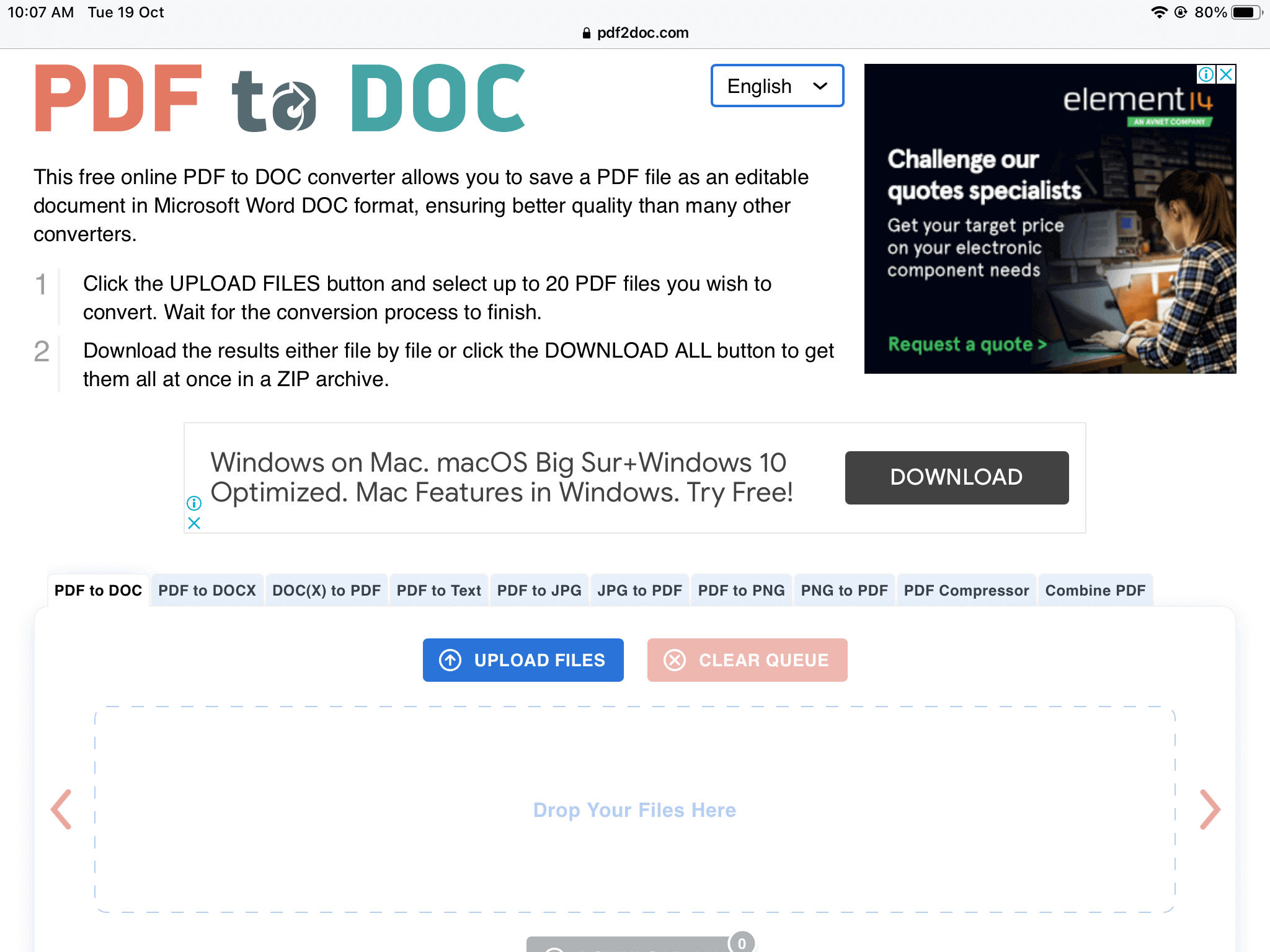 PDF to DOC online tool